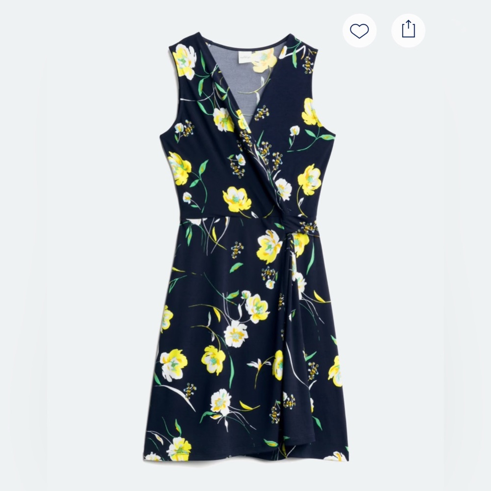 Kaileigh Navy and Yellow Floral Midi Dress